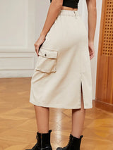 Çok Yönlü Dar Kesim Yıkanmış Kargo Etek