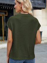 Yuvarlak Yaka Kısa Kollu Triko Süveter