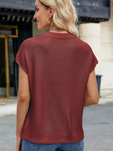 Yuvarlak Yaka Kısa Kollu Triko Süveter