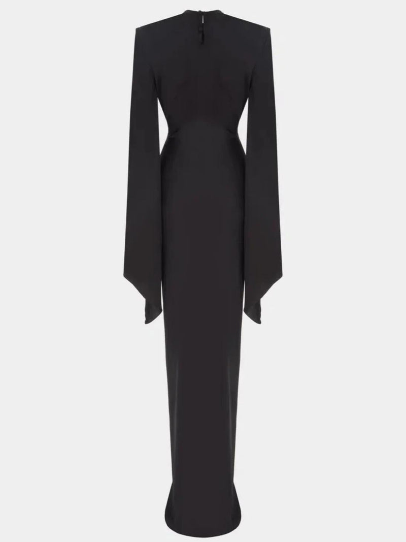 Gothic Style High Neck Dramatic Sleeves Maxi Dress