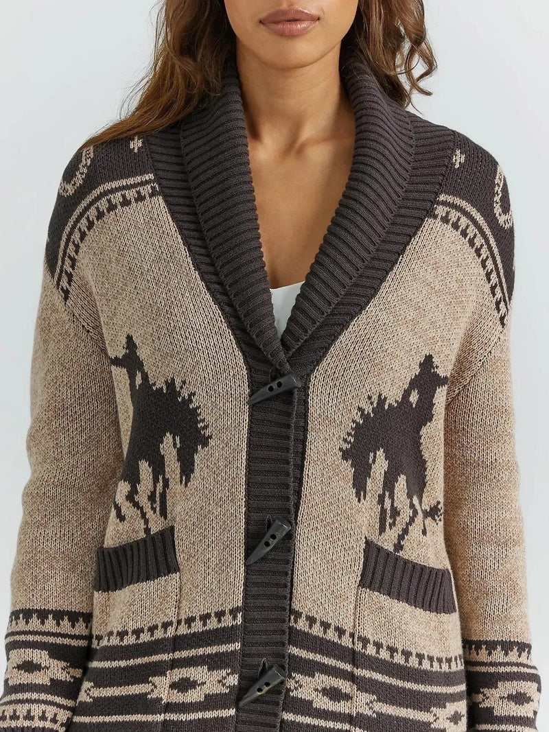 Western Style Shawl Collar Cardigan
