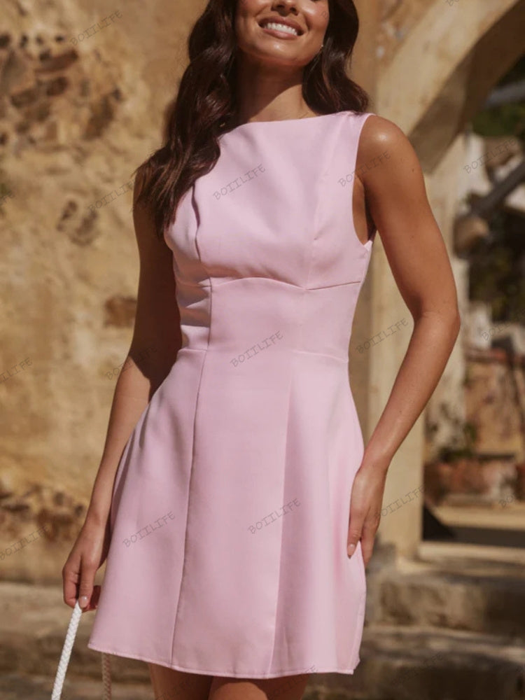 Şık Kadınlar Yüksek Yaka Sırt Dekolteli Bodycon Etek