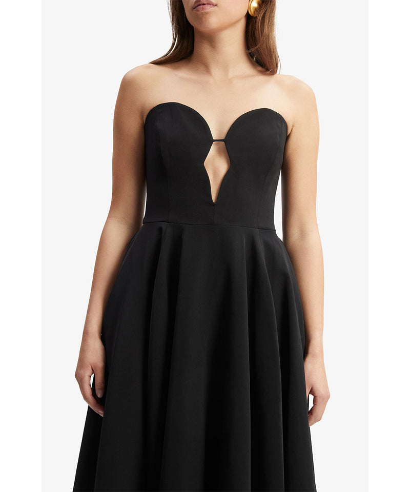 Elegant Retro Inspired Strapless Midi Dress