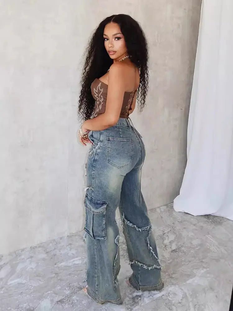 Yıldız Püskül Fringe Geniş Paça Pantolon