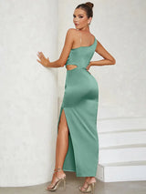 Boş Bel Yırtmaçlı Bodycon Elbise