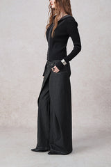 Swinging Symphony Fake Two-Piece Wide-Leg Jeans