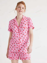 Günlük Çiçek Desenli Loungewear Gömlek ve Şort Hırka Takımı