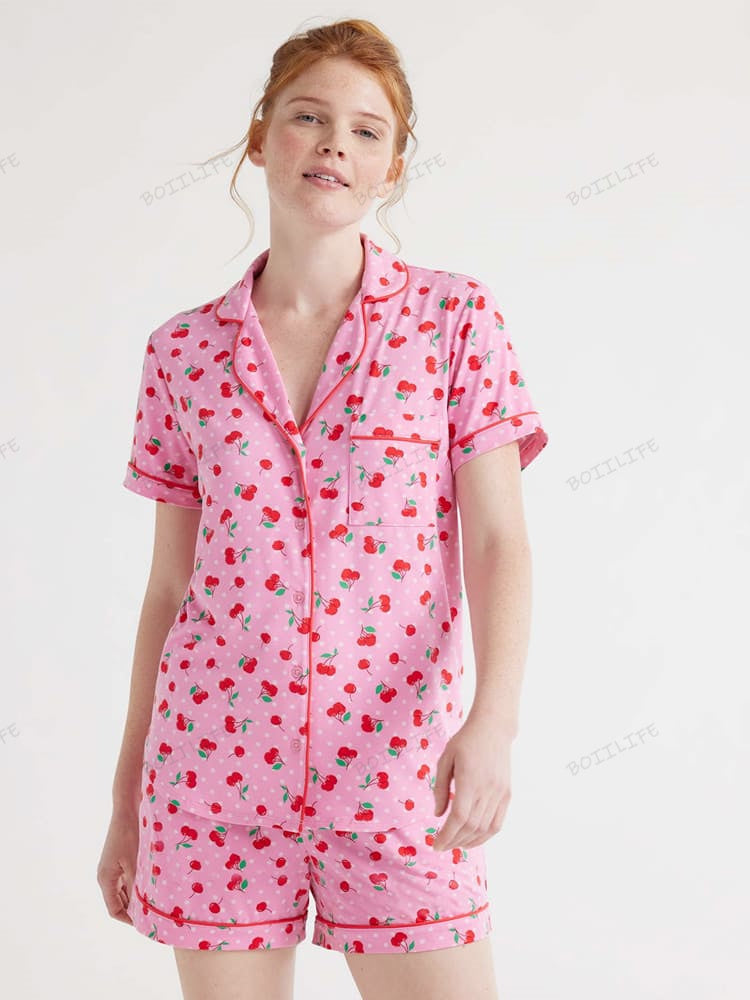 Günlük Çiçek Desenli Loungewear Gömlek ve Şort Hırka Takımı