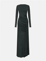 Glacier Asymmetrical Pleats Maxi Dress