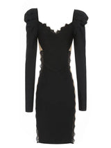 Şık Dantel V-Yaka Parti Elbisesi