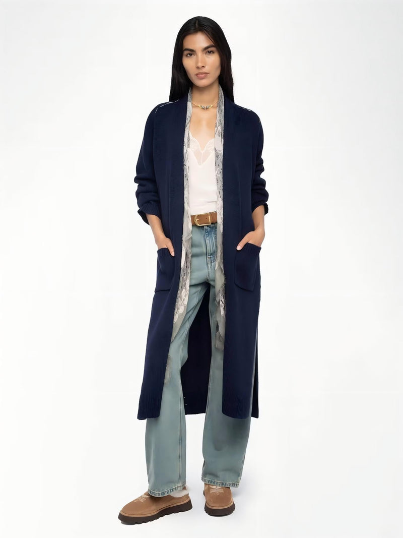 Intarsia Skull Long Cardigan