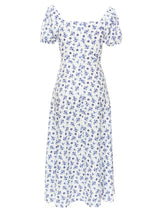 Çiçek Desenli Tek Omuz Yırtmaçlı Elbise