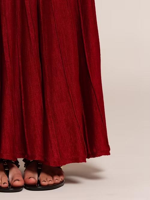 Ariel Wine Strapless Maxi Dress