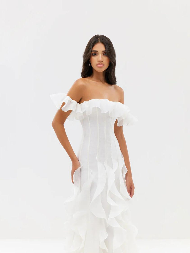 Off - Shoulder Ruffle Gown