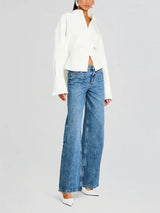 Rhia Crepe Drapeli Düğmeli Gömlek