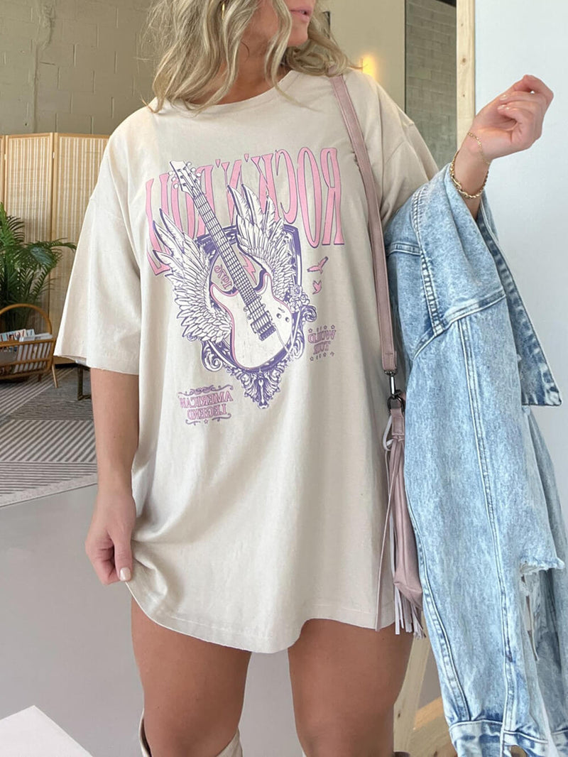 Rock N Roll Legend Tişört Bej