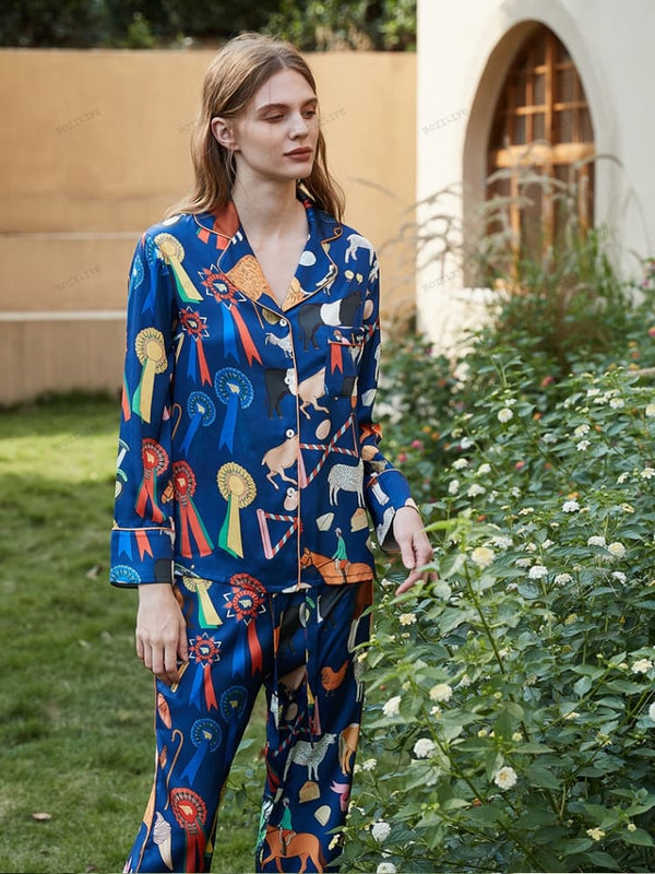 Şirin Çizgi Film Hayvan Desenli Uzun Kollu Pijama Takımı