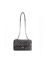 Washed Denim Quilted Chain Shoulder Bag