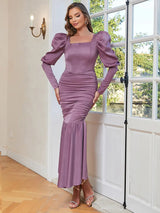 Şık Askısız Volanlı Drapeli Elbise