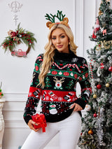 Yüksek Yaka Noel Kardan Adamı Nakışlı Kazak