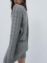 Kablo Örgü Hırka Mini Etek Takımı