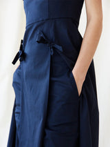 Navy Ruffle Sleeve Top & High-Waisted Pants Set