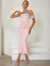 Renk Bloklu Deniz Kızı Bandaj Elbisesi