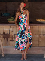 Camille Boyundan Bağlamalı Uzun Elbise