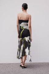 Gardenya Çiçek Örgü Plise Tüp Midi Elbise