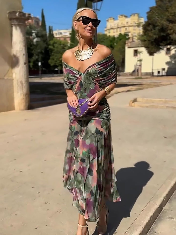 Örme Çiçekli Maxi Elbiseler