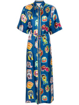 Benzersiz Graffiti Eğlenceli Desenli Midi Elbise