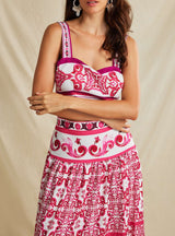 Etnik Desenli Cami Üst ve Etek Takım