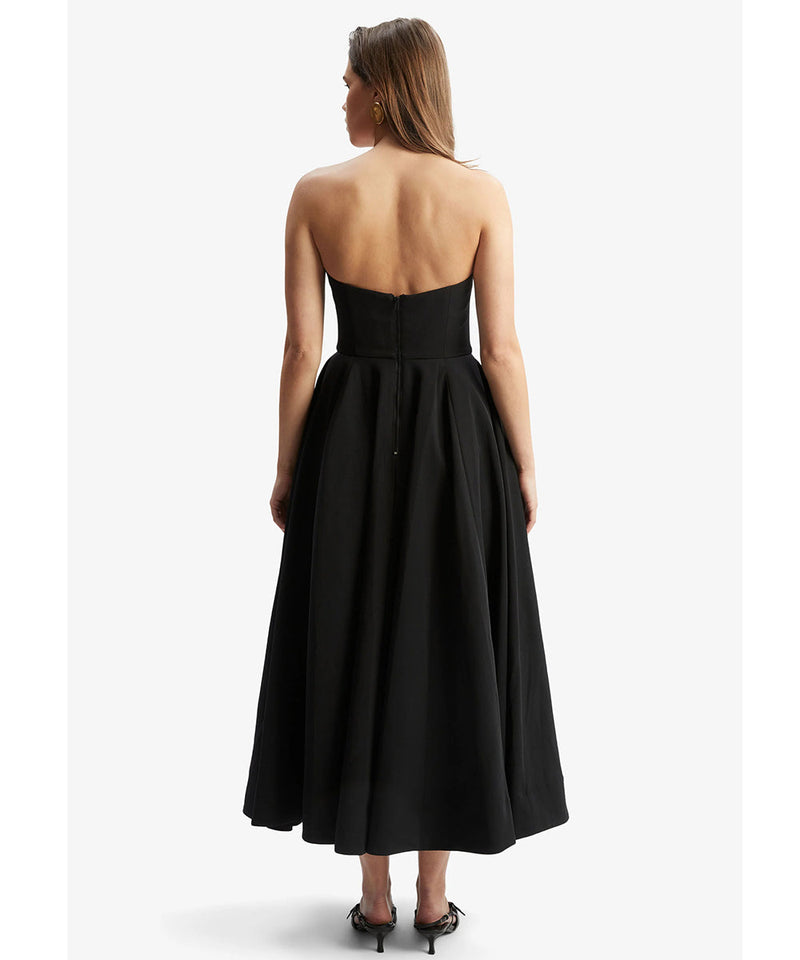 Elegant Retro Inspired Strapless Midi Dress