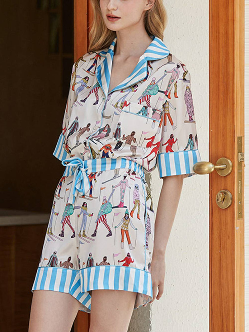 Kayak Sporları Desenli Pijama Takımı