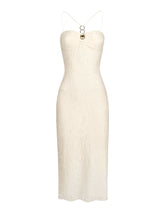 Sırtı Açık Payet Bölünmüş Midi Elbise