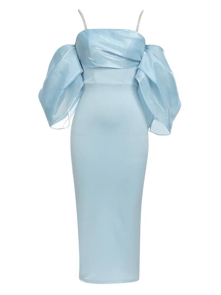 Petal Kol Sırt Yırtmaçlı Elbise