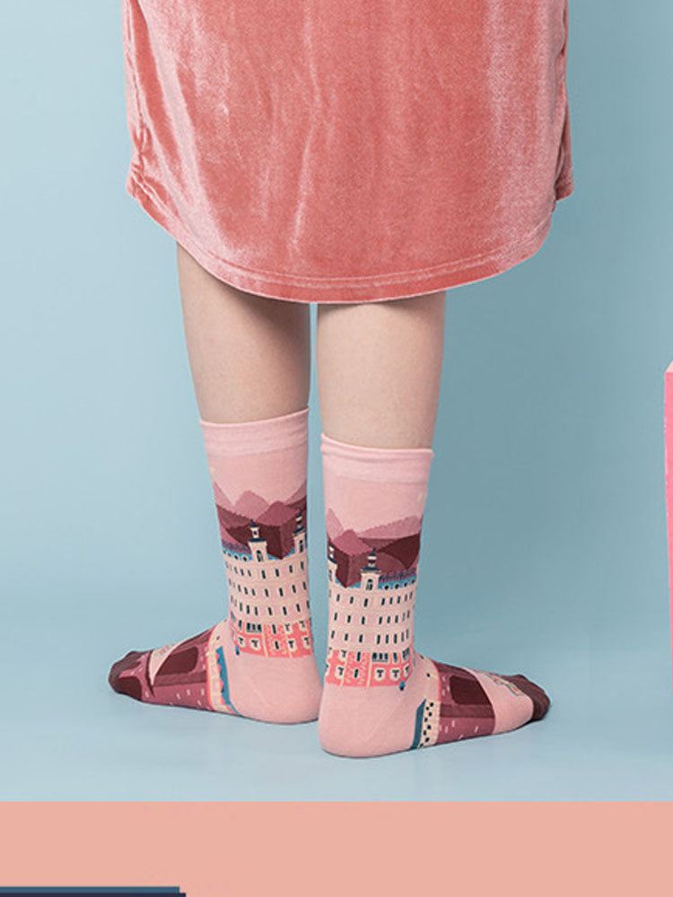 Karikatür Desenli Diz Altı Çorap