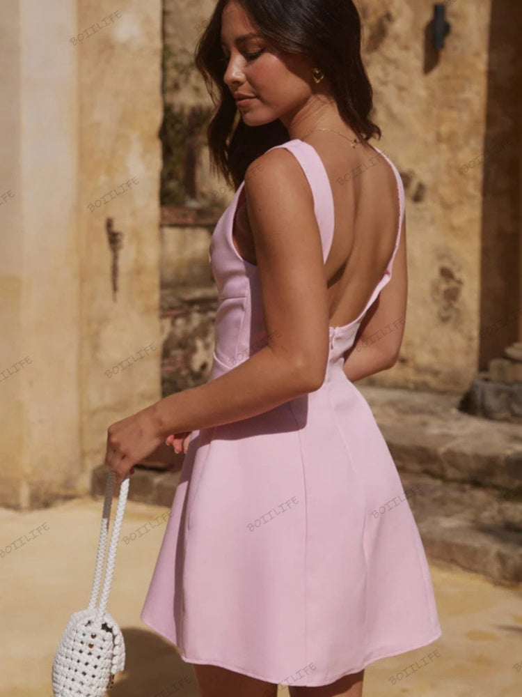 Şık Kadınlar Yüksek Yaka Sırt Dekolteli Bodycon Etek