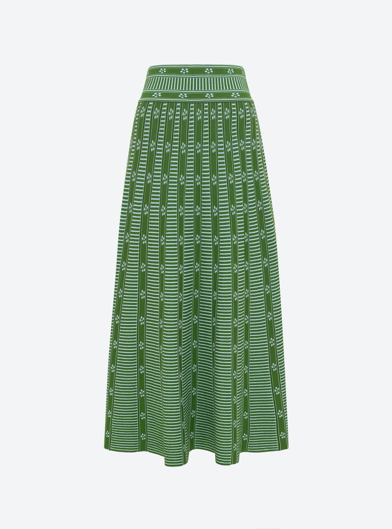 Green Floral Jacquard Skirt