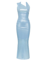 Vintage Halter Askısız Uzun Elbise