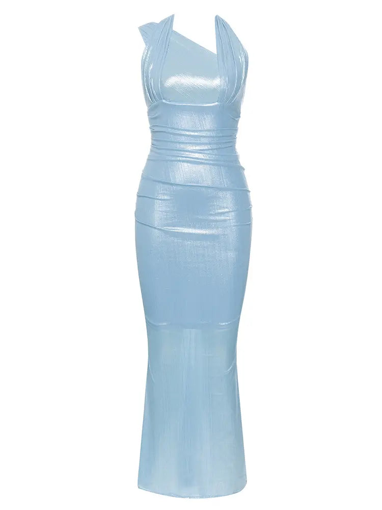 Vintage Halter Askısız Uzun Elbise