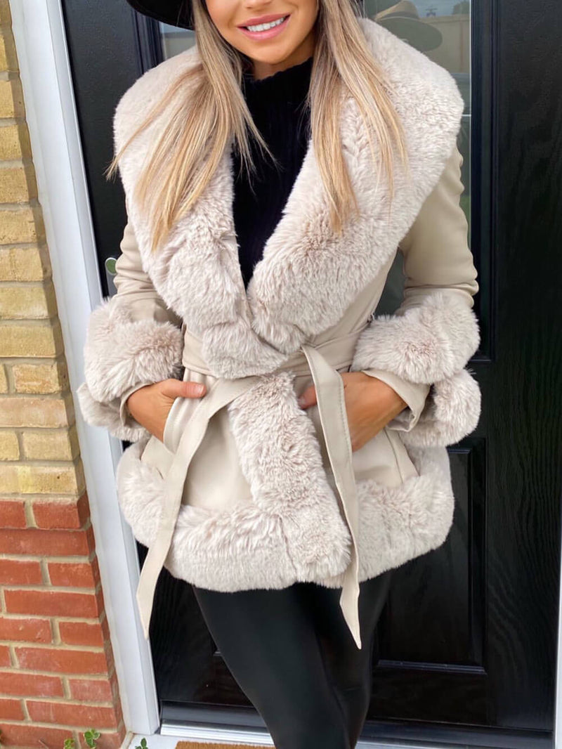 Freya Kuşaklı Kürk Mont