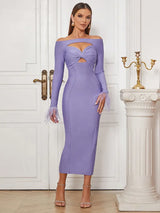 Cazibeli Tek Omuz Tüy Kollu Elbise