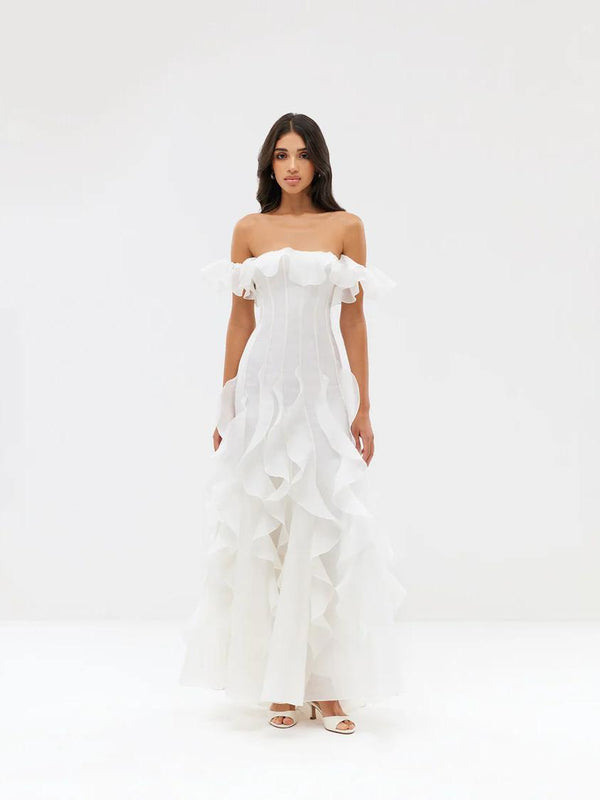 Off - Shoulder Ruffle Gown