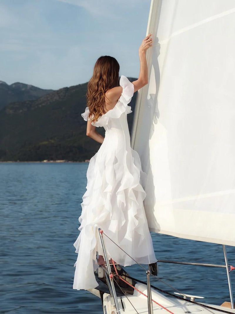 Off - Shoulder Ruffle Gown