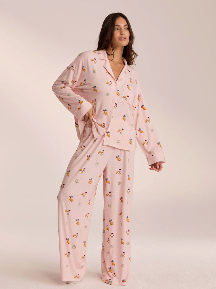 Food Print Pijama Takımı - Toz Pembe