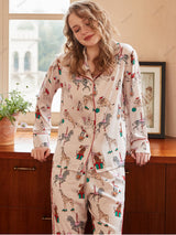 Sirk Desenli Buz İpeği Pijama Ev Giyimi Seti