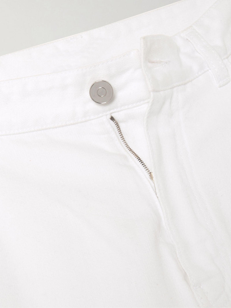 Ruffled Mid-Rise Wide-Leg Jeans