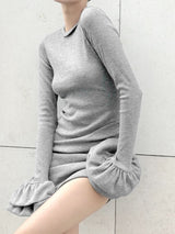 Çift Çan Kollu Mini Elbise