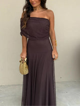 Toledo One Shoulder Mesh Maxi Dress